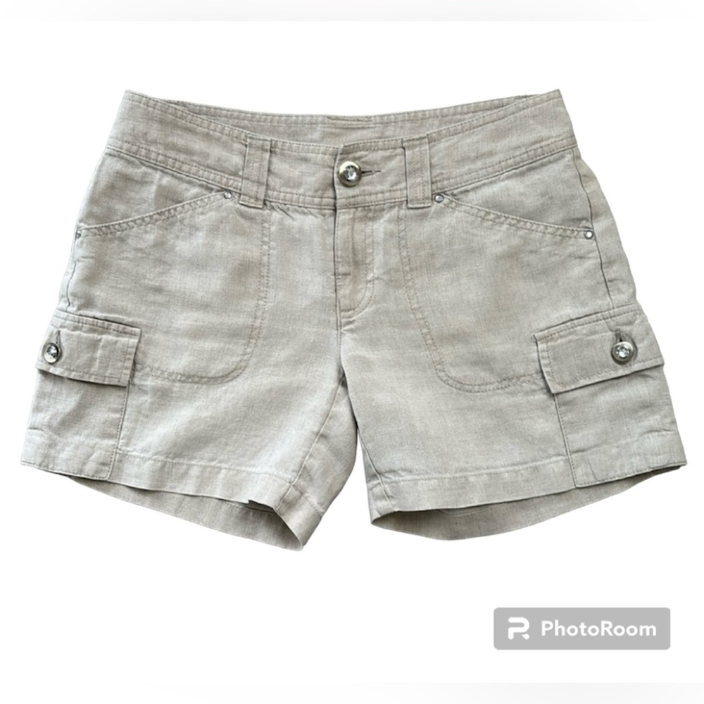 Inc. International Concepts Beach Oatmeal Color Linen Shorts With Pocket…